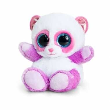 Pluche panda knuffel lila/roze 15 cm
