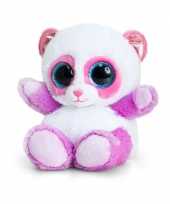 Pluche panda knuffel lila roze 15 cm