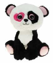 Pluche pandabeer knuffel zittend met hartje 30 cm